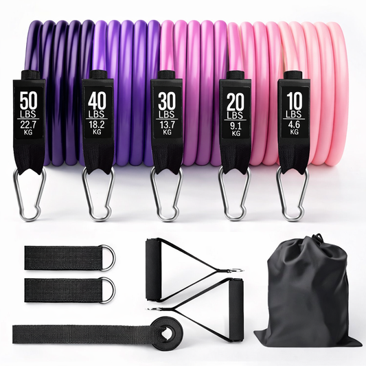 Kit Bandas, Elásticos de Resistência Profissional com 5 Níveis de Carga — Sistema Progressivo até 113 kg para Treino Completo