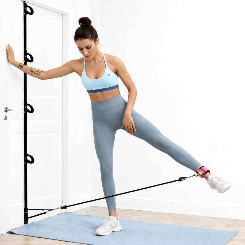 Suporte de Porta Profissional para Elásticos de Treino – Sistema de Ancoragem para Exercícios em Casa