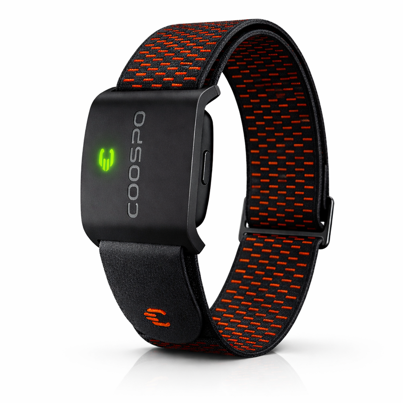 COOSPO HW9 Monitor de Frequência Cardíaca de Braço – Sensor Bluetooth 5.0 ANT+ com Integração ao Aplicativo CoospoRide para Monitoramento de Treinos e Performance